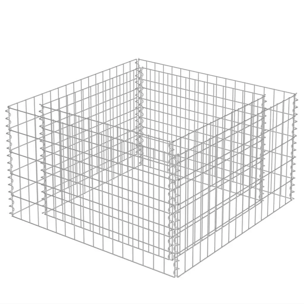 Raised Bed Planter Gabion Galvanised Steel Silver 90x90x50cm Outdoor Garden Border