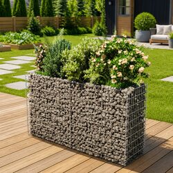 Gabion Raised Garden Bed Galvanised Steel 180x50x100 cm Silver Border Planter