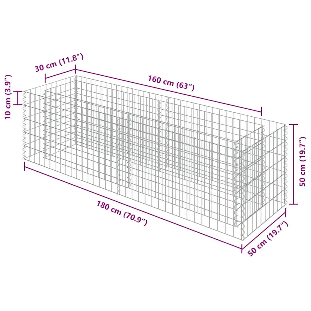 Raised Bed Galvanised Steel 180x50x50cm Silver Sturdy Planter for Garden or Patio