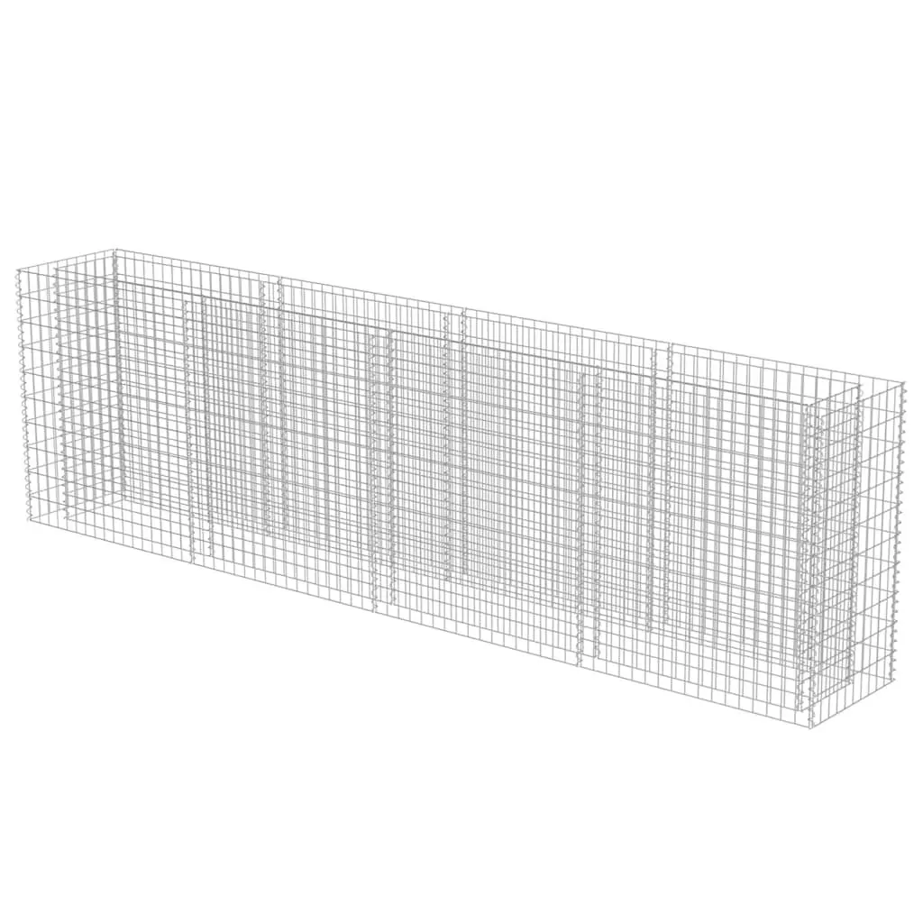Gabion Planter Box Raised Garden Bed Silver Galvanised Steel 100cm Height 360cm Length 50cm Width