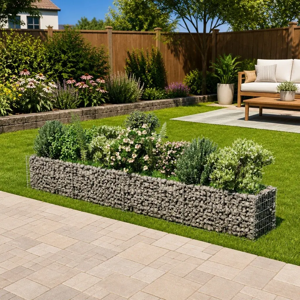 Gabion Raised Bed Garden Planter Steel 360x50x50cm Silver