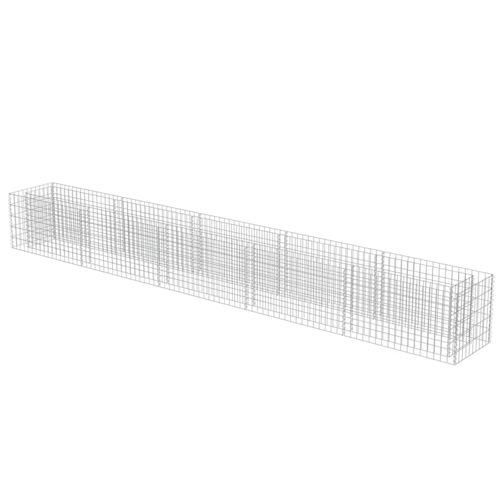 Gabion Planter Bed Galvanised Steel 450x50x50cm Silver Weather Resistant for Flowers and Plants