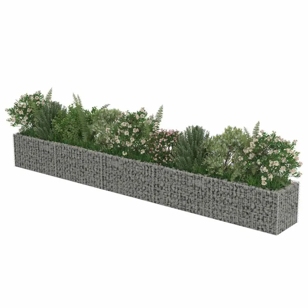 Gabion Planter Bed Galvanised Steel 450x50x50cm Silver Weather Resistant for Flowers and Plants