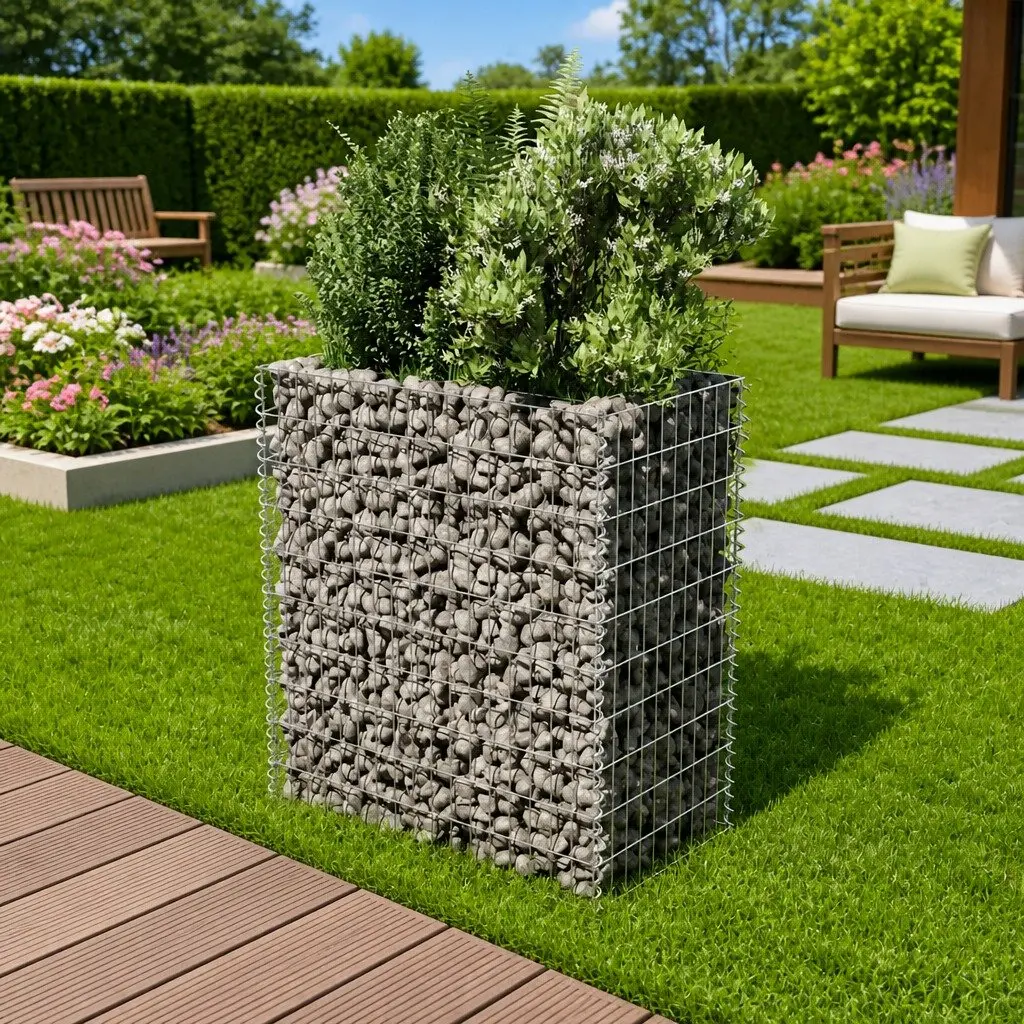 Garden Planter Raised Bed Galvanised Steel Mesh Wire 90x50x100cm Silver Outdoor Flower Pot Box