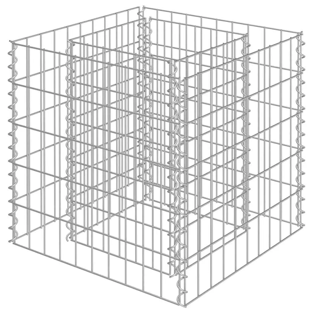 Gabion Raised Bed Galvanised Steel 50x50x50 cm Silver Garden Planter Border Box