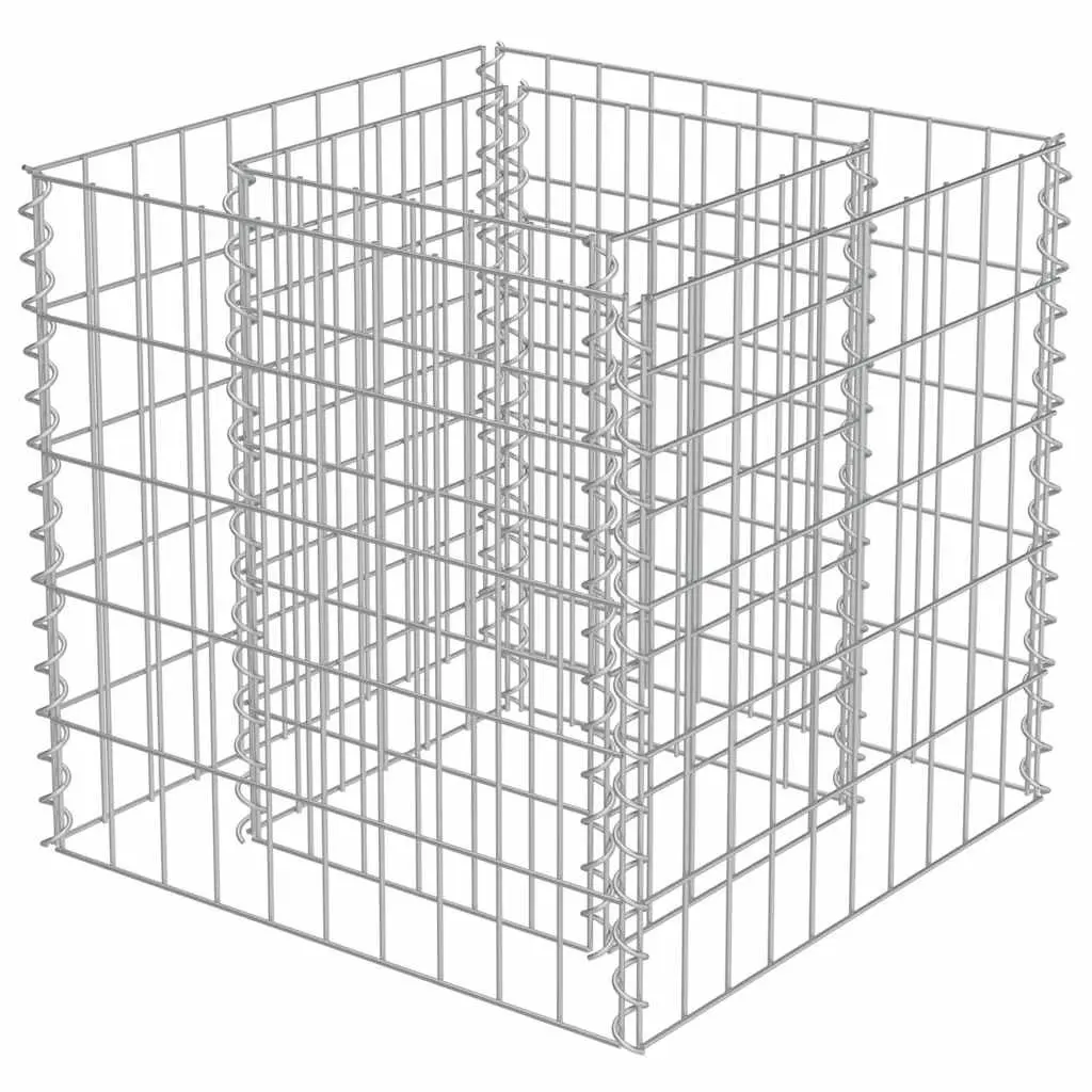 Gabion Raised Bed Galvanised Steel 50x50x50 cm Silver Garden Planter Border Box