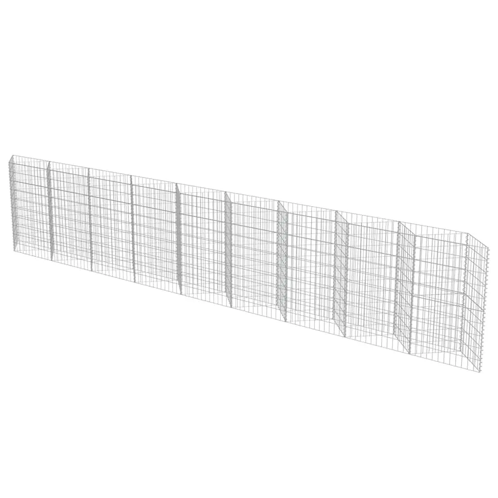 Gabion Wall Panel Galvanised Steel 630 x 30 x 100 cm Silver Retaining Barrier Garden Planter Outdoor