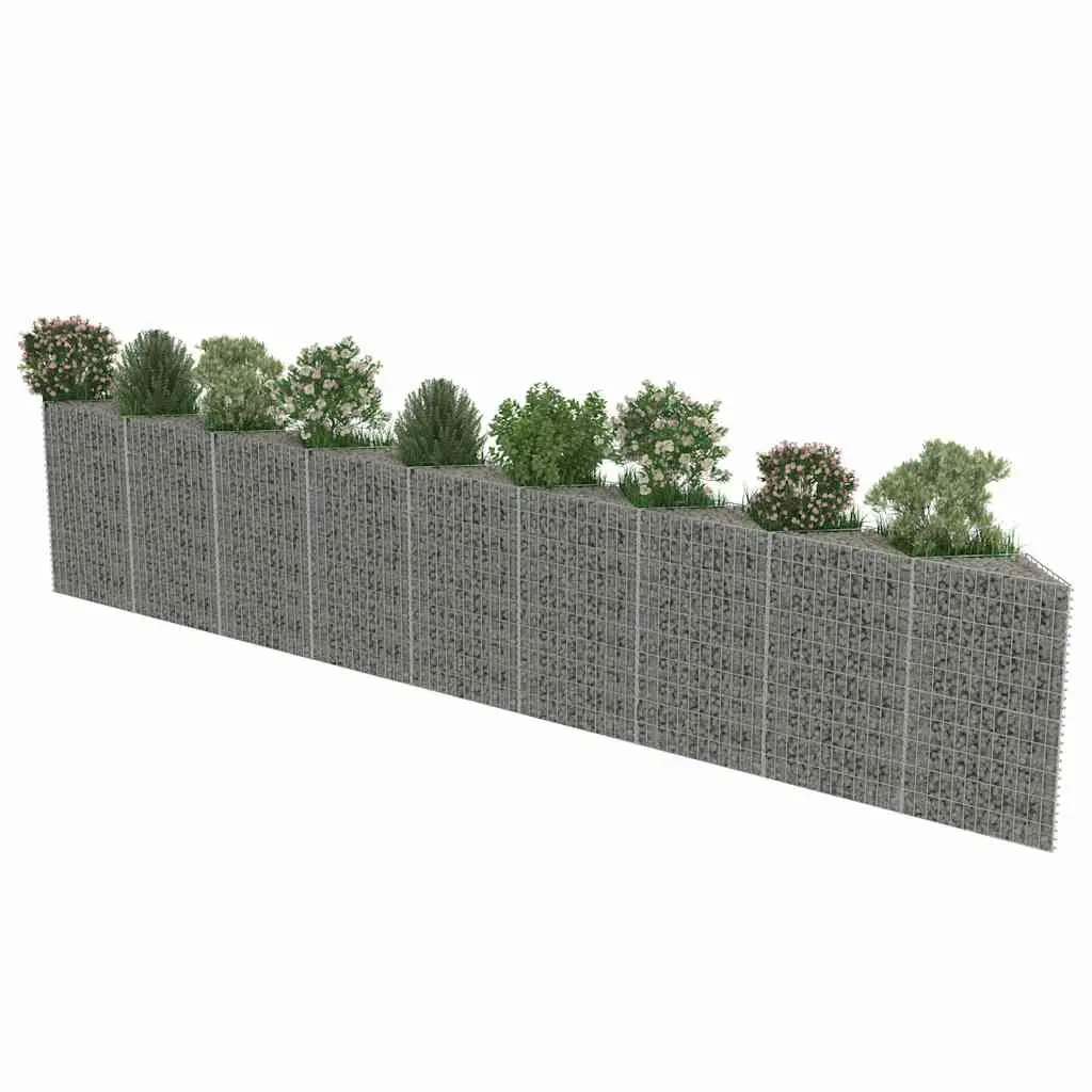 Gabion Wall Panel Galvanised Steel 630 x 30 x 100 cm Silver Retaining Barrier Garden Planter Outdoor