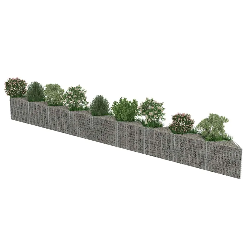 Gabion Panel Raised Bed Planter 630x30x50cm Galvanised Steel Silver Garden Barrier Retaining Wall