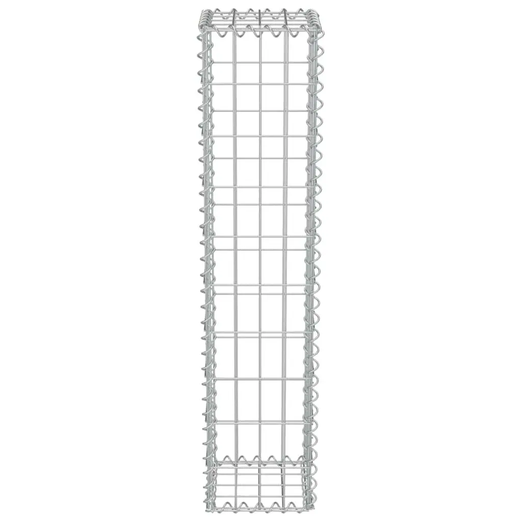 Gabion Basket Galvanised Steel Retaining Barrier 20x20x100cm with Covers Silver