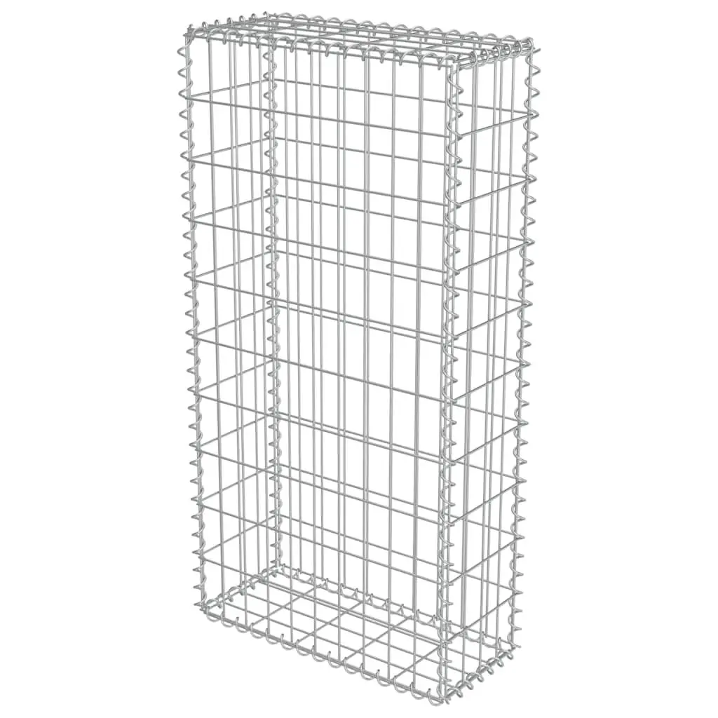 Gabion Fence Panel Galvanised Steel 50x20x100cm Silver Retaining Wall for Landscape Applications