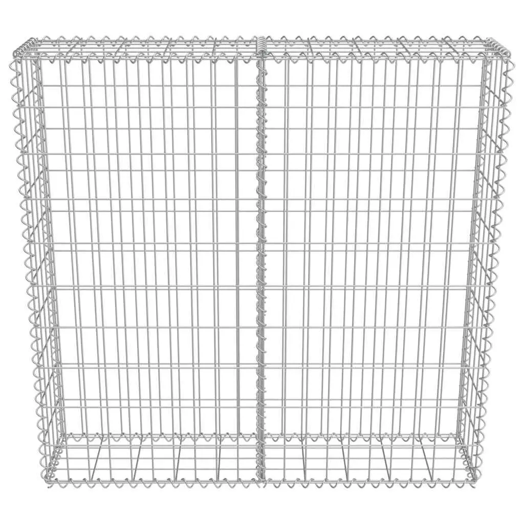 Gabion Fence Panel Galvanised Steel 100cm x 20cm x 100cm Silver Welded Mesh Construction