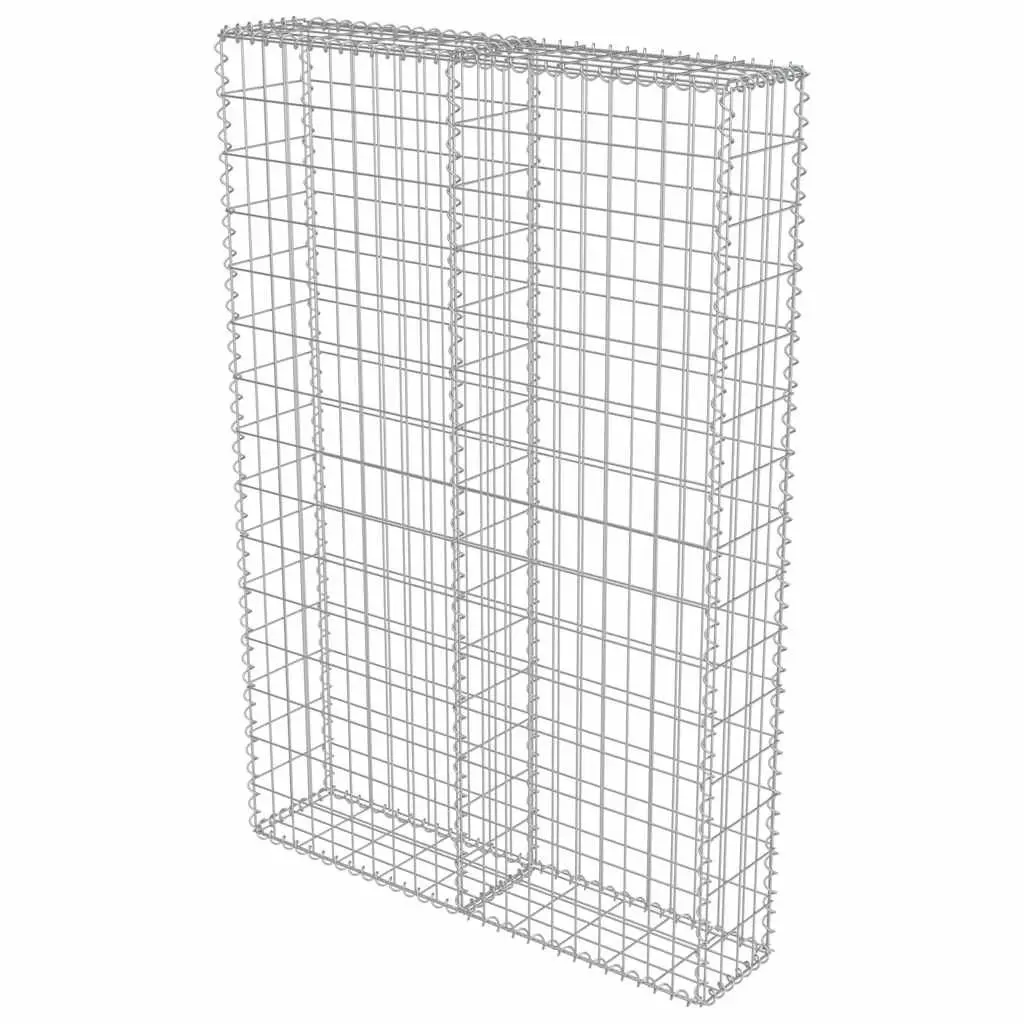 Gabion Retaining Barrier Galvanised Steel Silver 150cm Height 100cm Width 20cm Depth with Covers for Landscape Applications