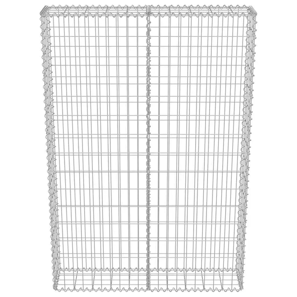 Gabion Retaining Barrier Galvanised Steel Silver 150cm Height 100cm Width 20cm Depth with Covers for Landscape Applications