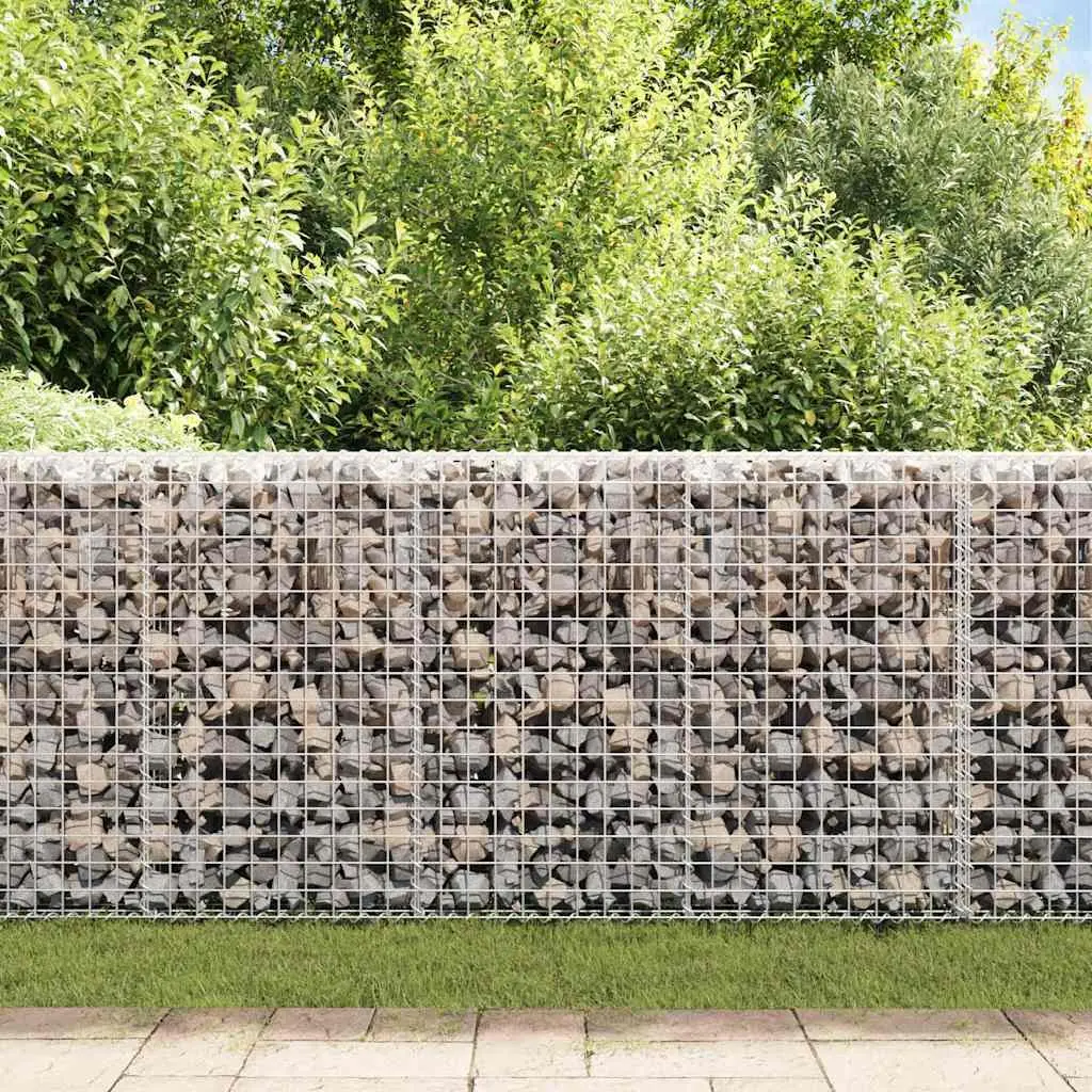 Galvanised Steel Gabion Basket Silver 200x20x85cm Retaining Wall with Covers