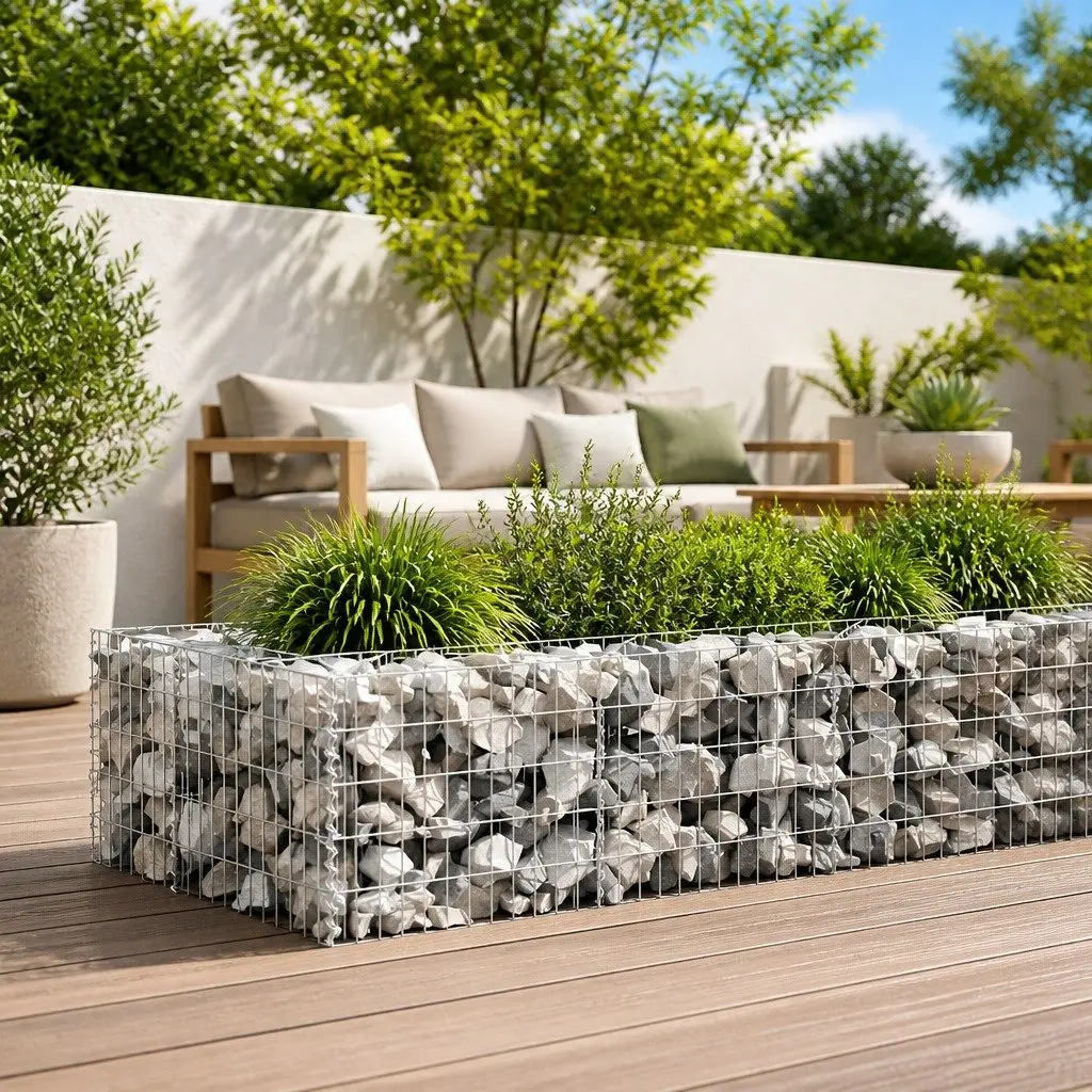 Gabion Wall with Covers Silver Galvanised Steel Retaining Fence Barrier Panel