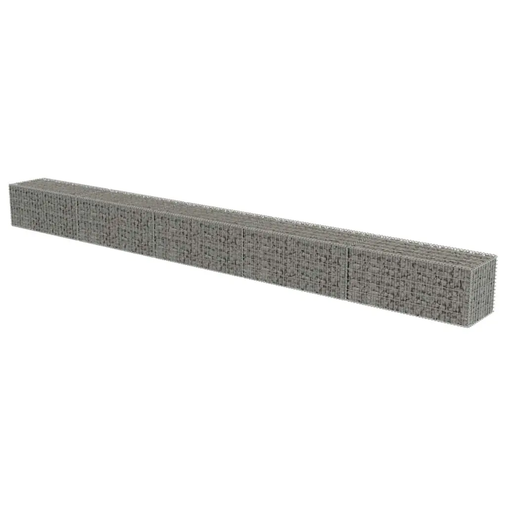 Gabion Fence Panel Galvanised Steel Retaining Wall System 600x50x50cm Silver with Covers