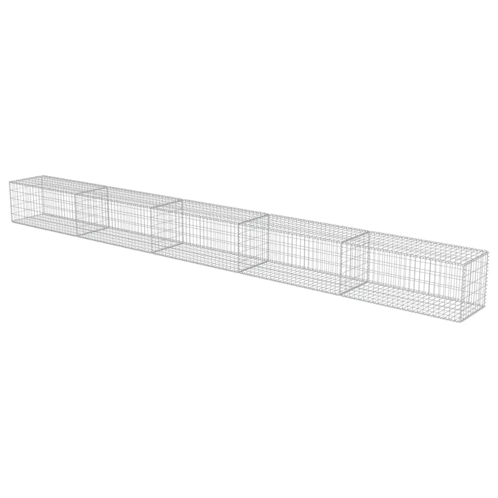 Gabion Fence Panel Galvanised Steel Retaining Wall System 600x50x50cm Silver with Covers
