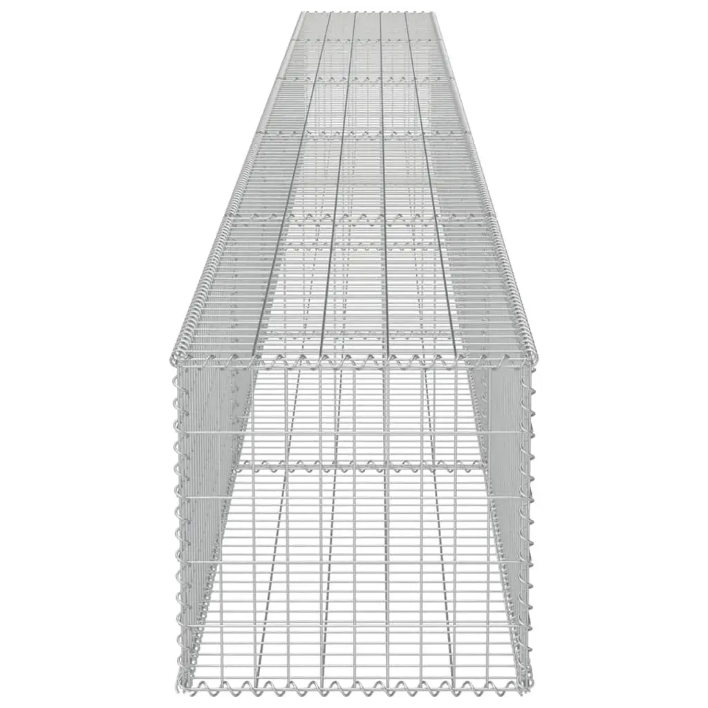 Gabion Fence Panel Galvanised Steel Retaining Wall System 600x50x50cm Silver with Covers