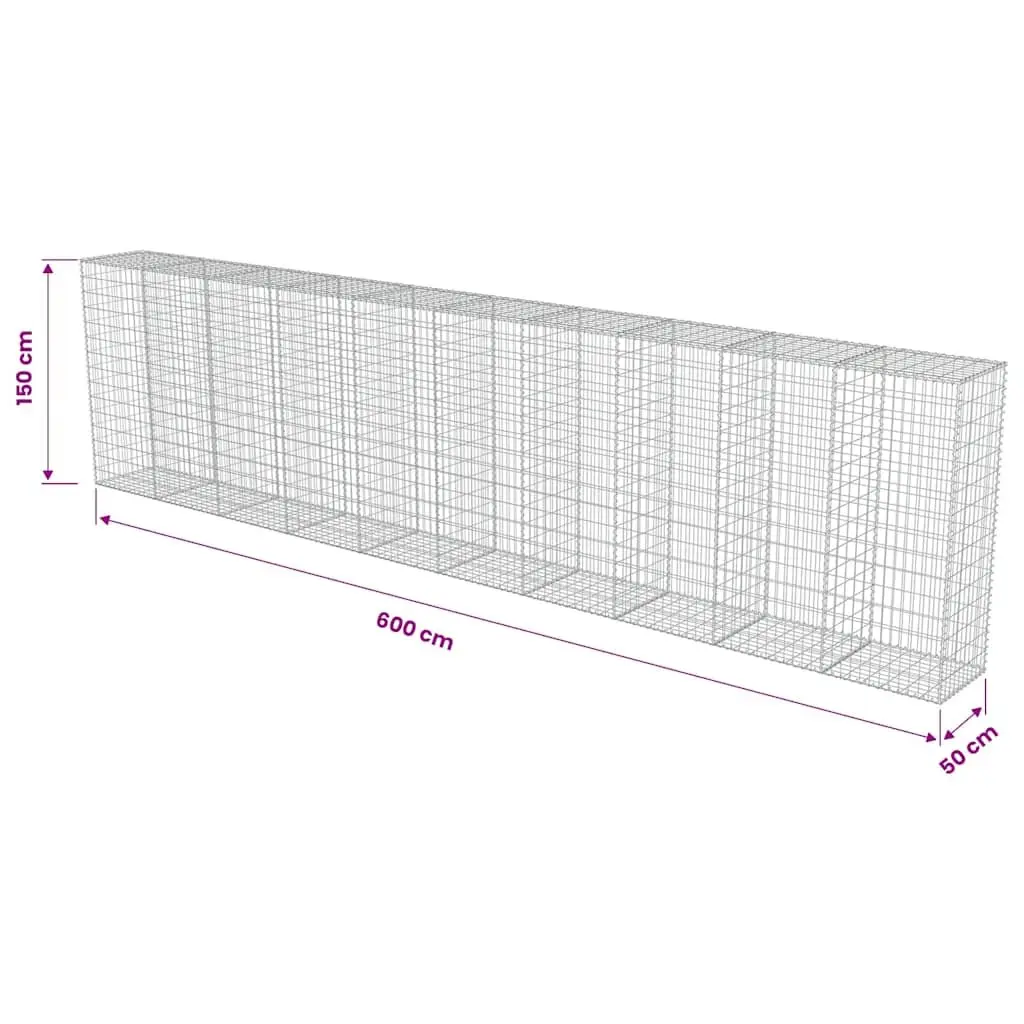Gabion Panel Silver Galvanised Steel 600x50x150cm Landscape Retaining Wall Barrier
