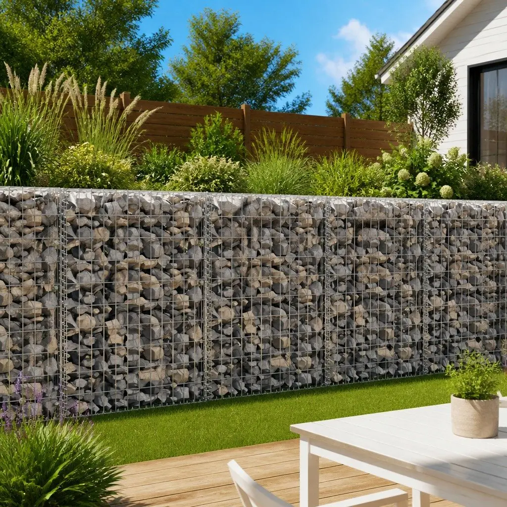 Gabion Wall Silver Galvanised Steel 600x30x100cm