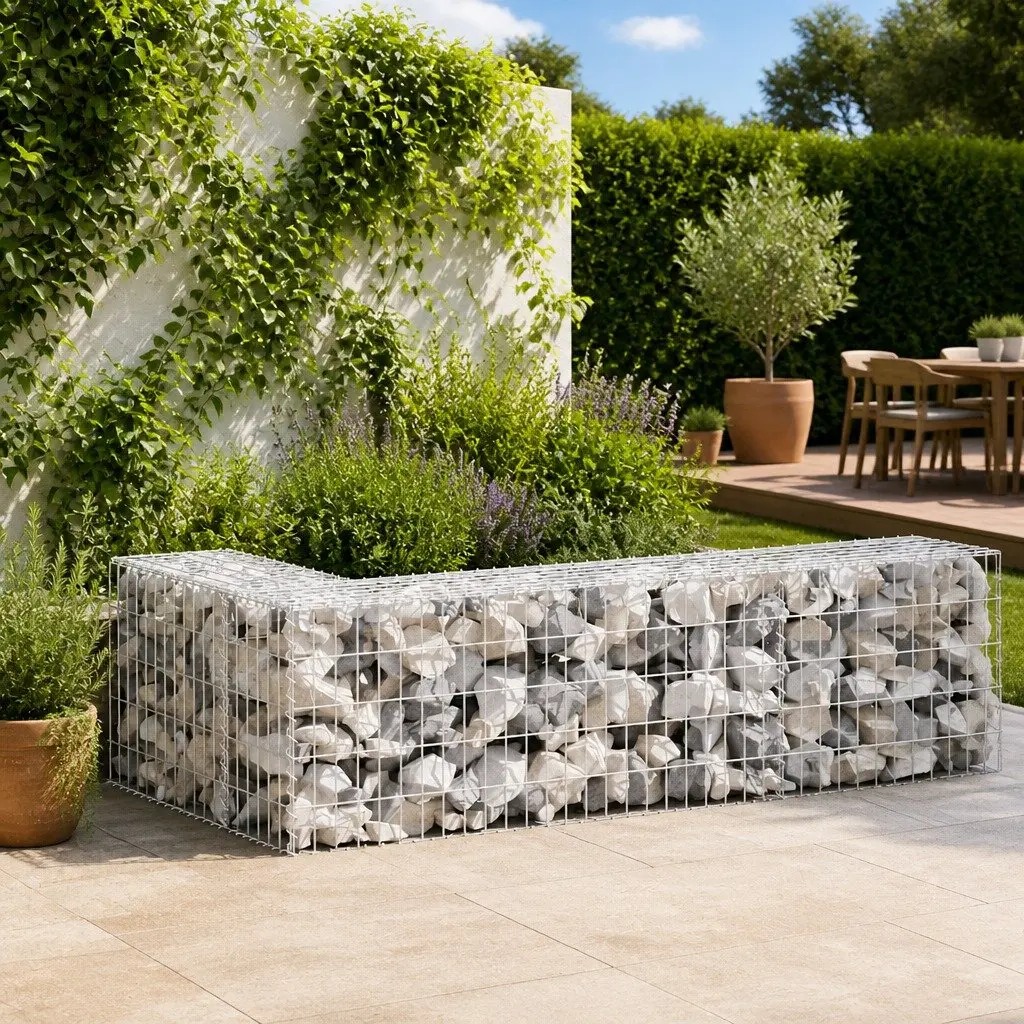 Galvanised Steel Garden Retaining Barrier Gabion Panel 900x50x50cm Silver Weather Resistant
