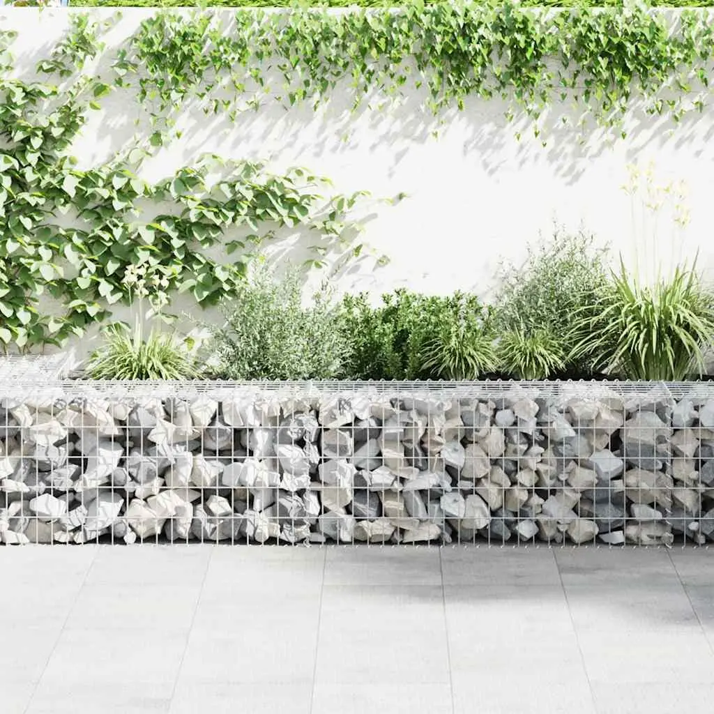 Galvanised Steel Garden Retaining Barrier Gabion Panel 900x50x50cm Silver Weather Resistant