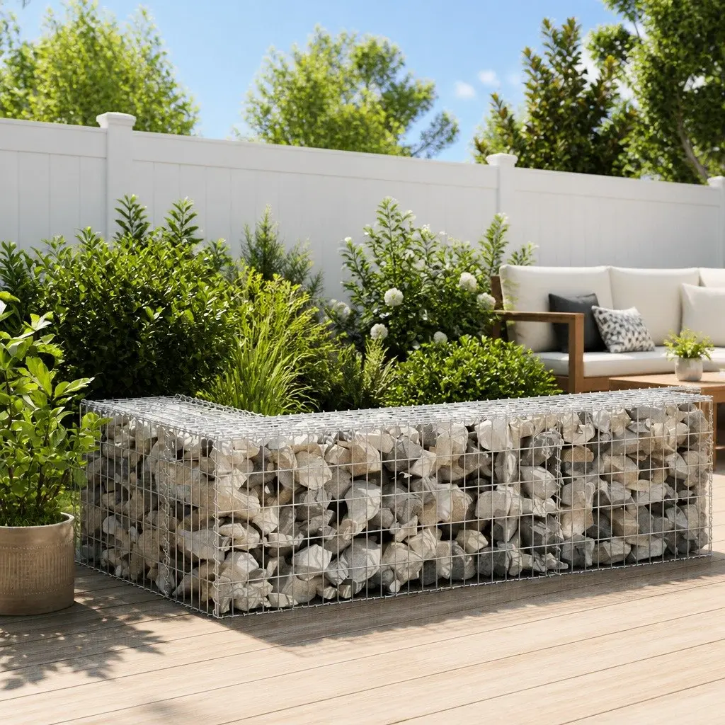 Retaining Wall Panel Galvanised Steel 300x50x50cm Silver Gabion Structure
