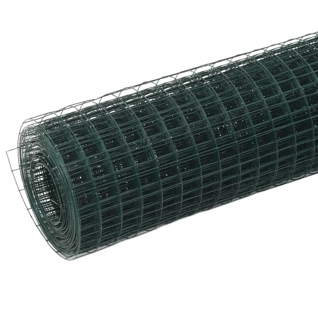 Chicken Wire Fence Steel PVC Coated 25 x 1.5 m Green Poultry Garden Enclosure