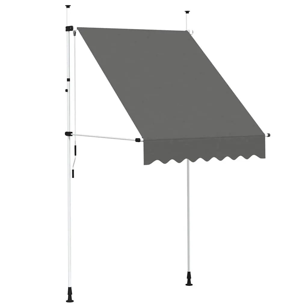 Retractable Awning Manual 150cm Anthracite Steel Frame UV Resistant Water Repellent Fabric Outdoor Shade for Window Balcony Terrace Garden