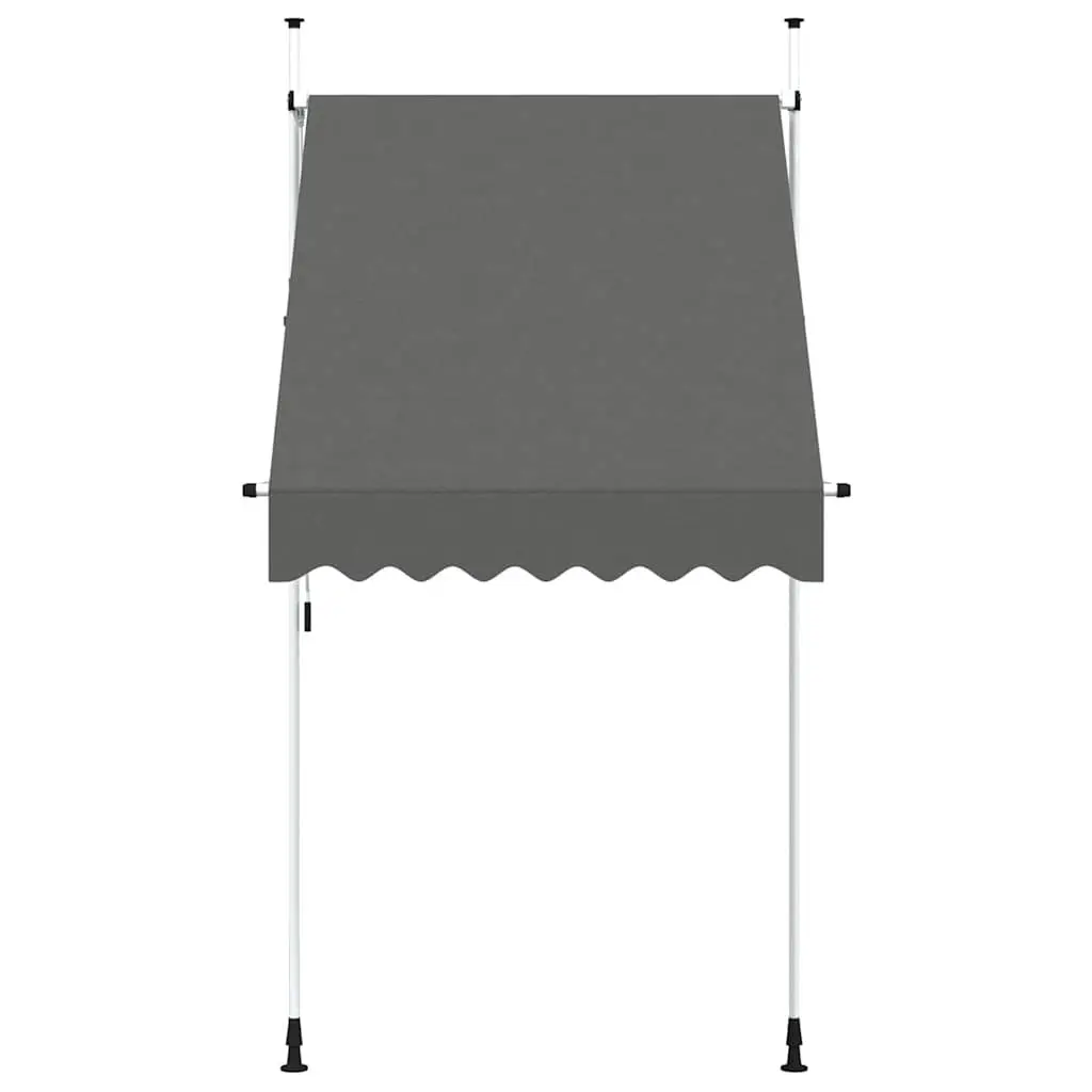 Retractable Awning Manual 150cm Anthracite Steel Frame UV Resistant Water Repellent Fabric Outdoor Shade for Window Balcony Terrace Garden