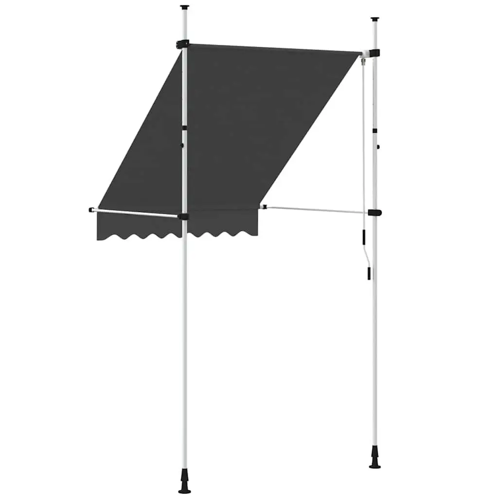 Retractable Awning Manual 150cm Anthracite Steel Frame UV Resistant Water Repellent Fabric Outdoor Shade for Window Balcony Terrace Garden