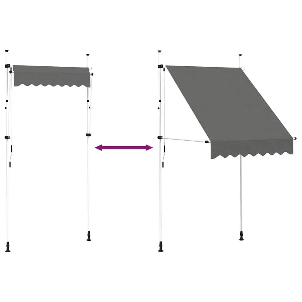 Retractable Awning Manual 150cm Anthracite Steel Frame UV Resistant Water Repellent Fabric Outdoor Shade for Window Balcony Terrace Garden