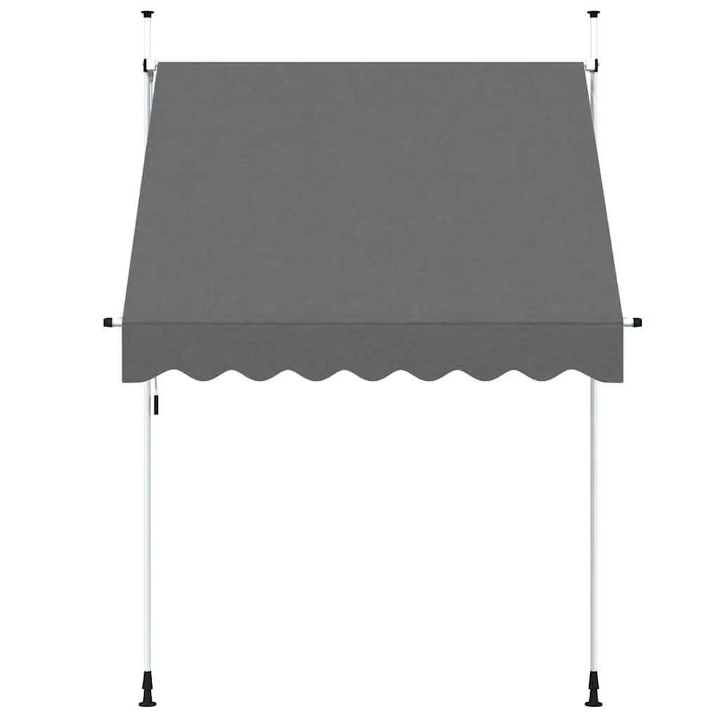 Manual Retractable Awning Polyester Canopy 200cm Steel Frame Anthracite