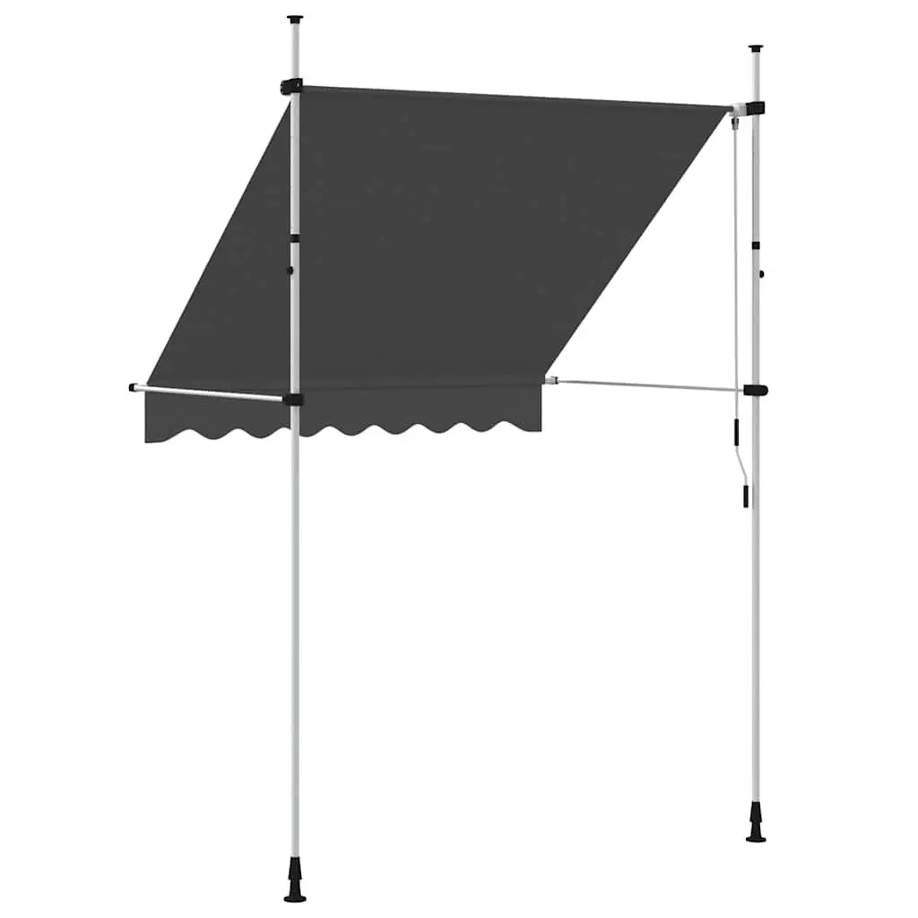 Manual Retractable Awning Polyester Canopy 200cm Steel Frame Anthracite