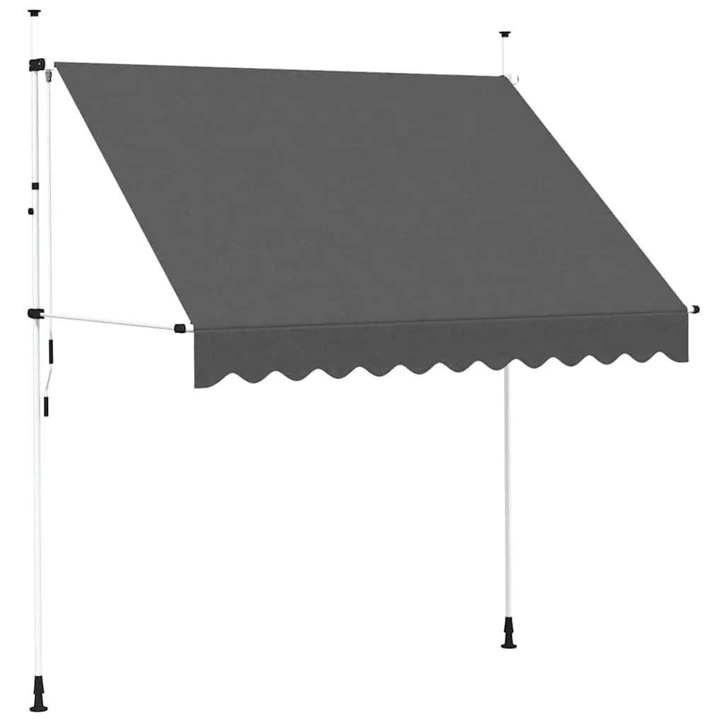 Manual Retractable Awning 250cm Anthracite Polyester Canopy Steel Frame for Balcony Terrace Garden Shade