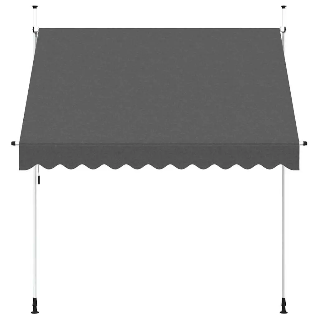 Manual Retractable Awning 250cm Anthracite Polyester Canopy Steel Frame for Balcony Terrace Garden Shade