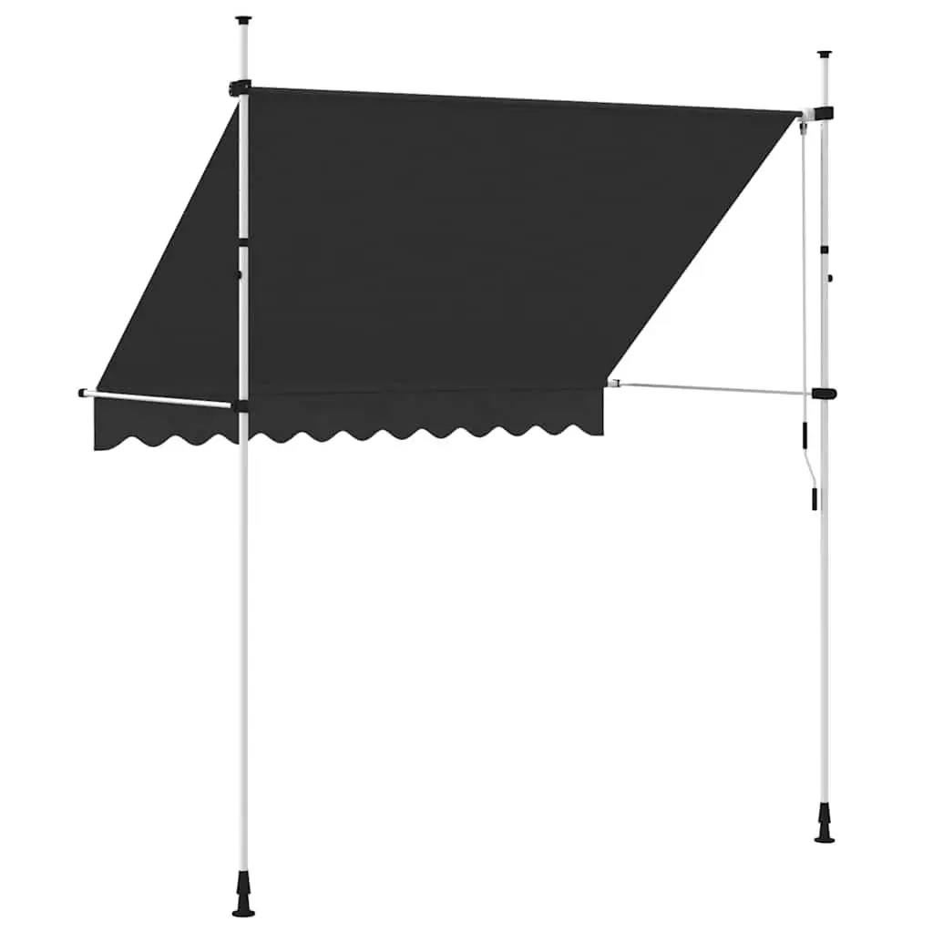Manual Retractable Awning 250cm Anthracite Polyester Canopy Steel Frame for Balcony Terrace Garden Shade