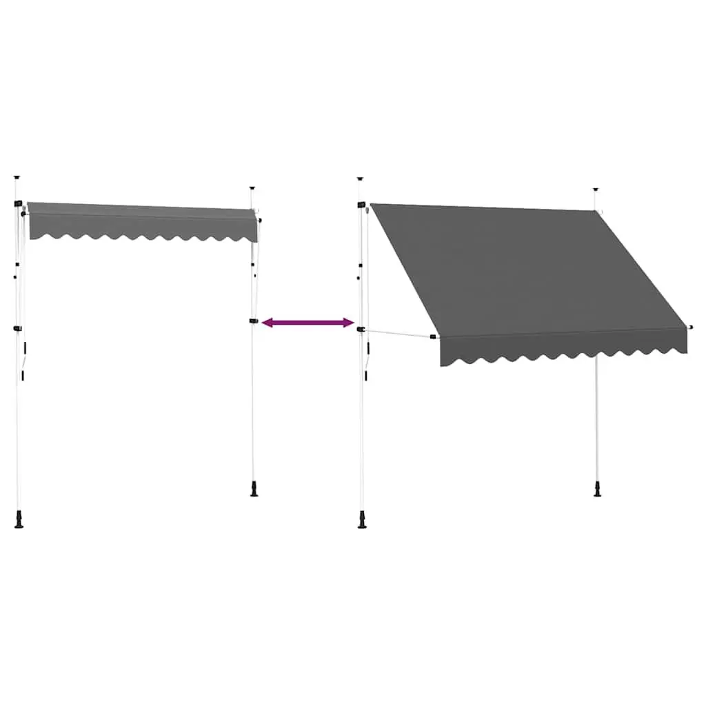 Manual Retractable Awning 250cm Anthracite Polyester Canopy Steel Frame for Balcony Terrace Garden Shade
