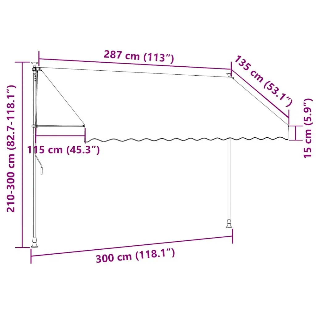Manual Retractable Awning Steel 300 cm Anthracite