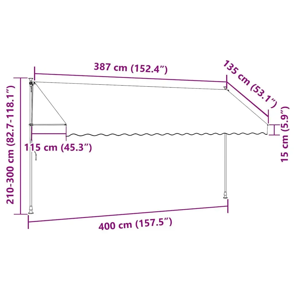 Retractable Awning Steel 400cm Anthracite Manual Outdoor Garden Balcony Shade