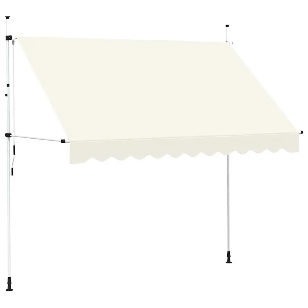 Manual Retractable Awning Polyester 300cm Cream Steel Frame