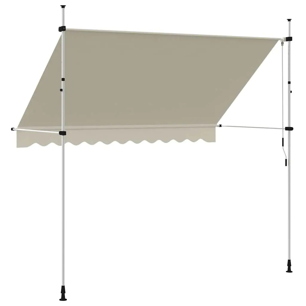 Manual Retractable Awning Polyester 300cm Cream Steel Frame