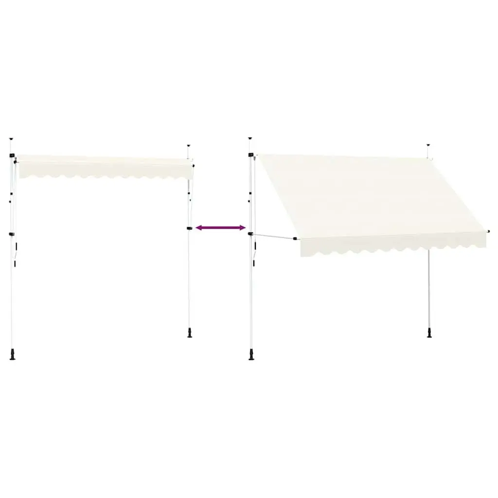 Manual Retractable Awning Polyester 300cm Cream Steel Frame