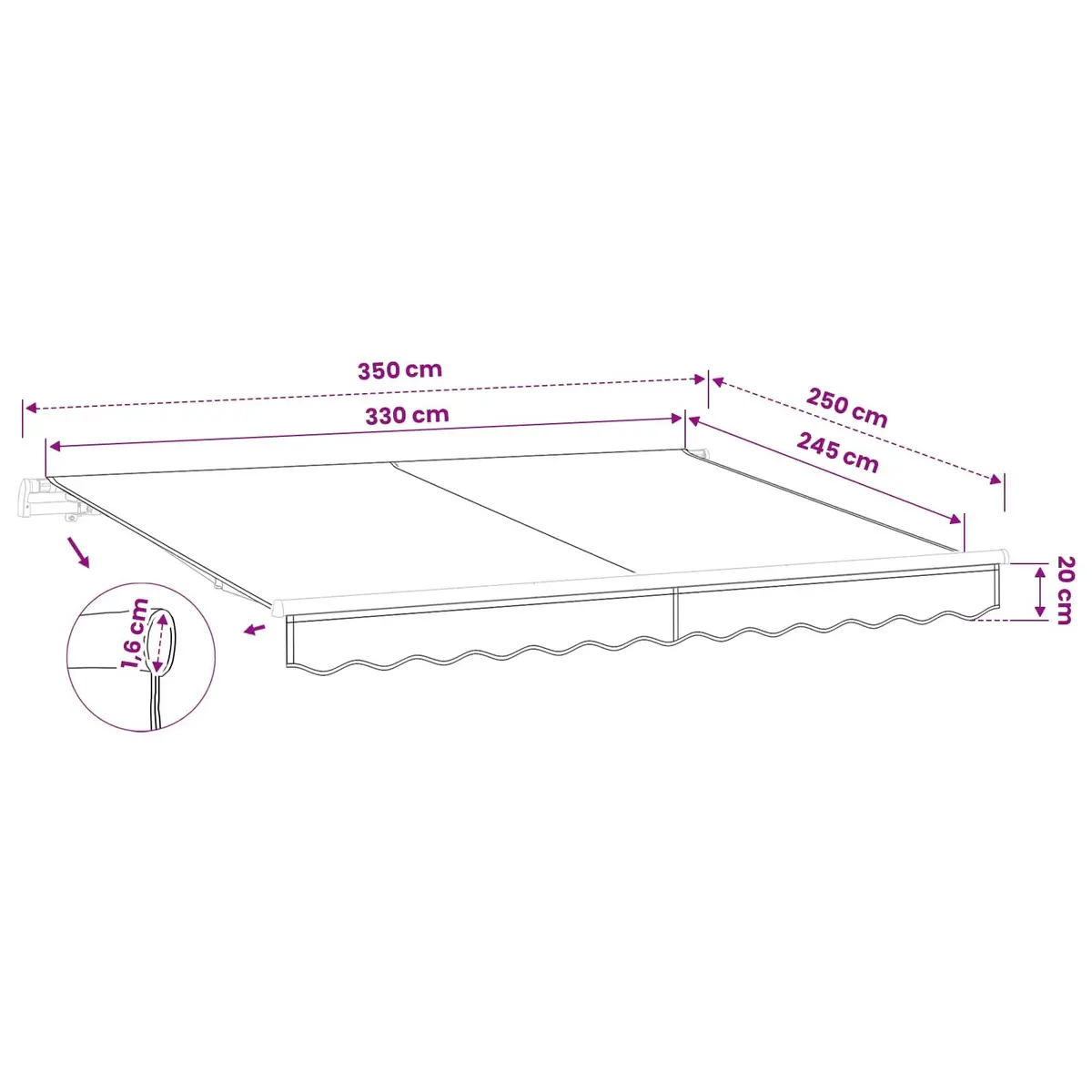 Replacement Awning Canvas UV Resistant Polyester 3.5x2.5m Orange White
