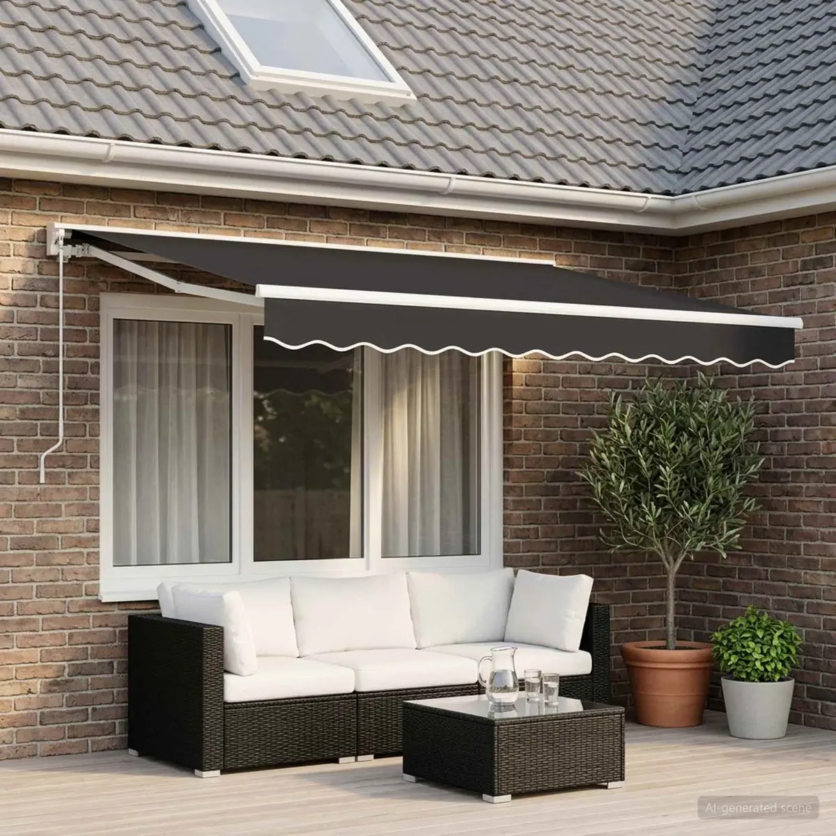 Awning Fabric Replacement Polyester UV Resistant Anthracite Grey 3.5 x 2.5 m
