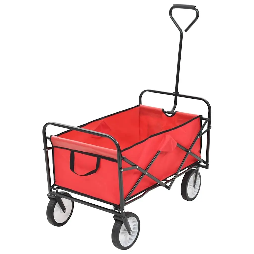 Folding Hand Trolley Steel Frame Green Garden Wagon Cart Heavy Duty