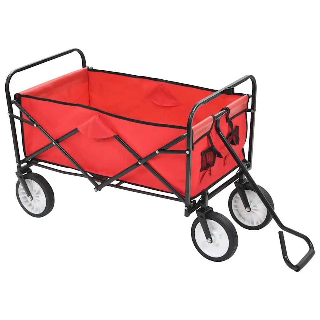 Folding Hand Trolley Steel Frame Green Garden Wagon Cart Heavy Duty