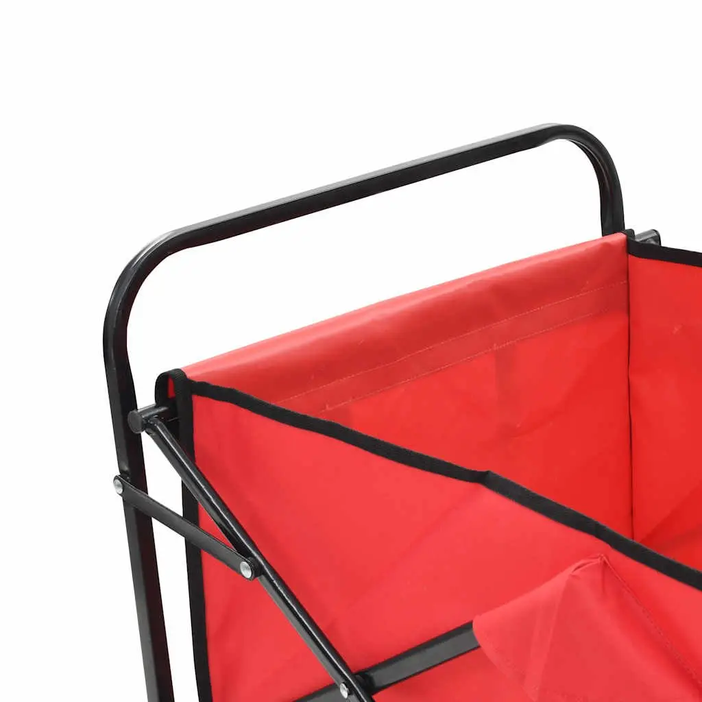 Folding Hand Trolley Steel Frame Green Garden Wagon Cart Heavy Duty
