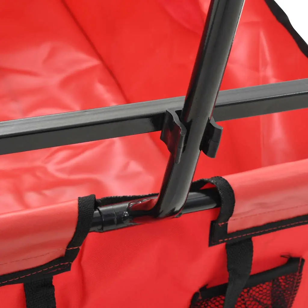 Folding Hand Trolley Steel Frame Green Garden Wagon Cart Heavy Duty